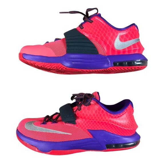 NIKE KD VII Hyper Punch Purple Sneakers 7Y Vintage Mesh Athletic Stylish Sporty - Picture 9 of 12